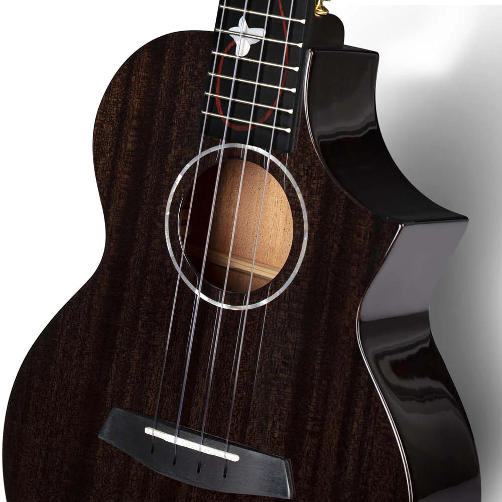 EUT-M6 BK All Solid Mahogany Tenor Ukulele with Bag and Accessories (Black)