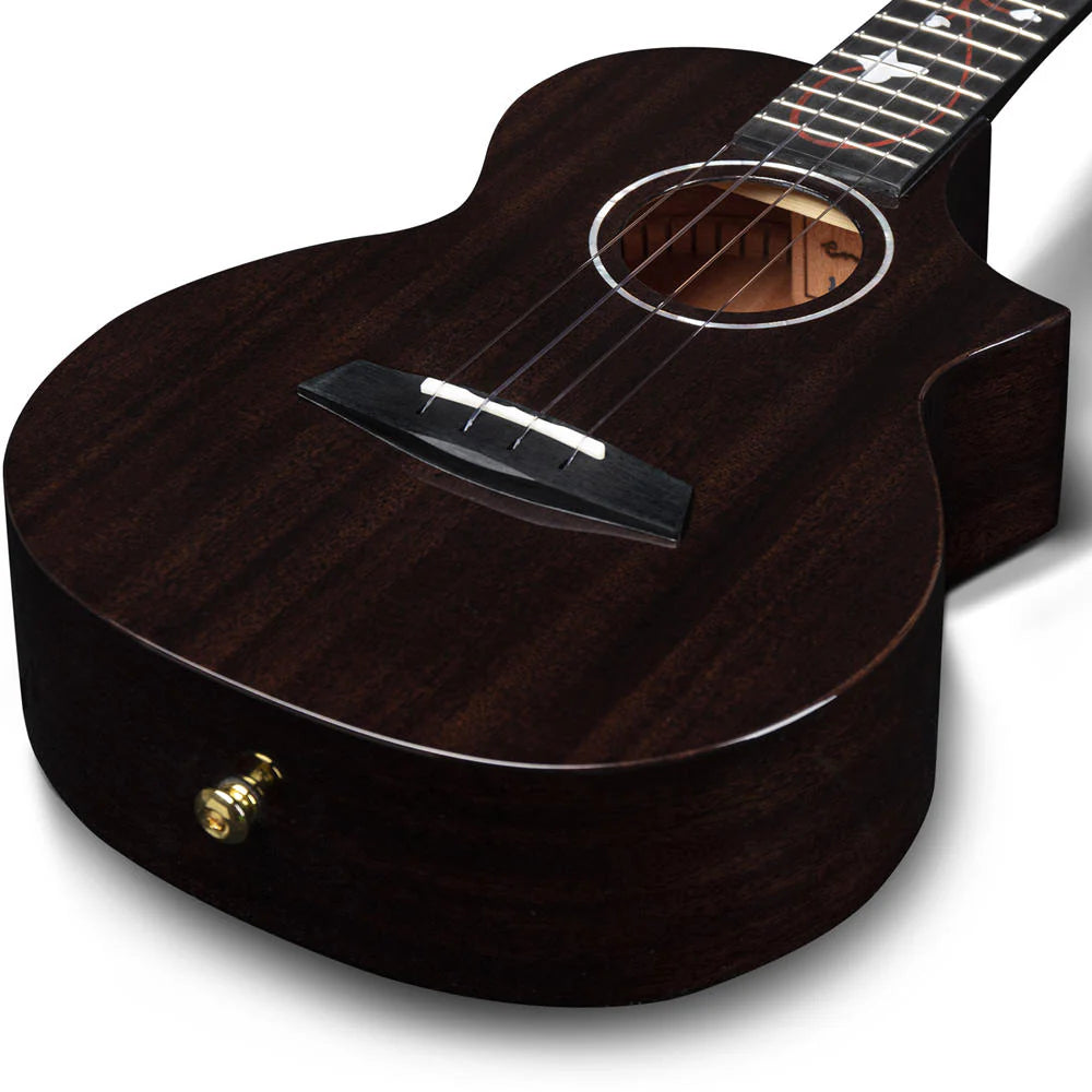 EUT-M6 BK All Solid Mahogany Tenor Ukulele with Bag and Accessories (Black)