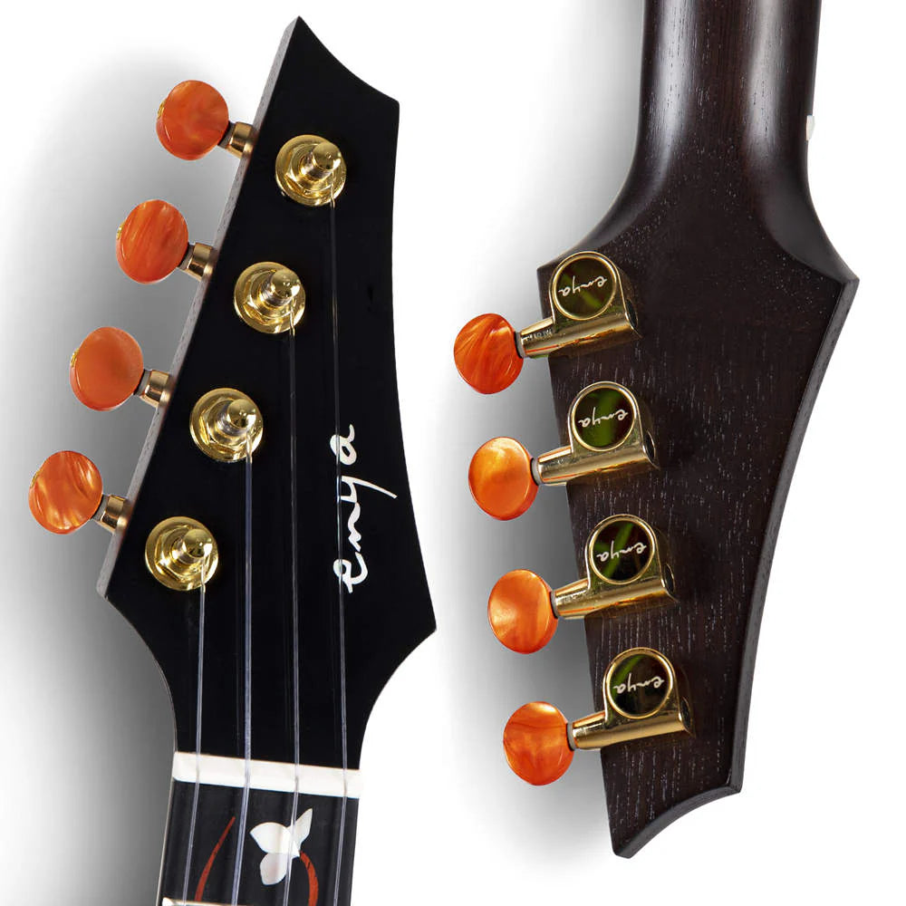 EUT-M6 BK All Solid Mahogany Tenor Ukulele with Bag and Accessories (Black)