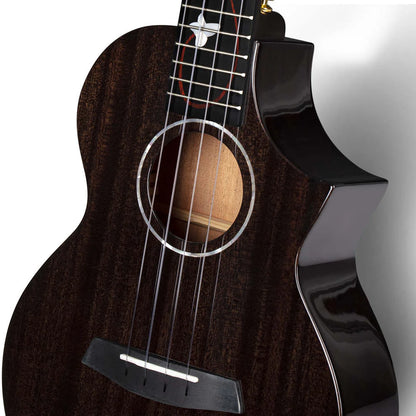 EUT-M6 BK All Solid Mahogany Tenor Ukulele with Bag and Accessories (Black)