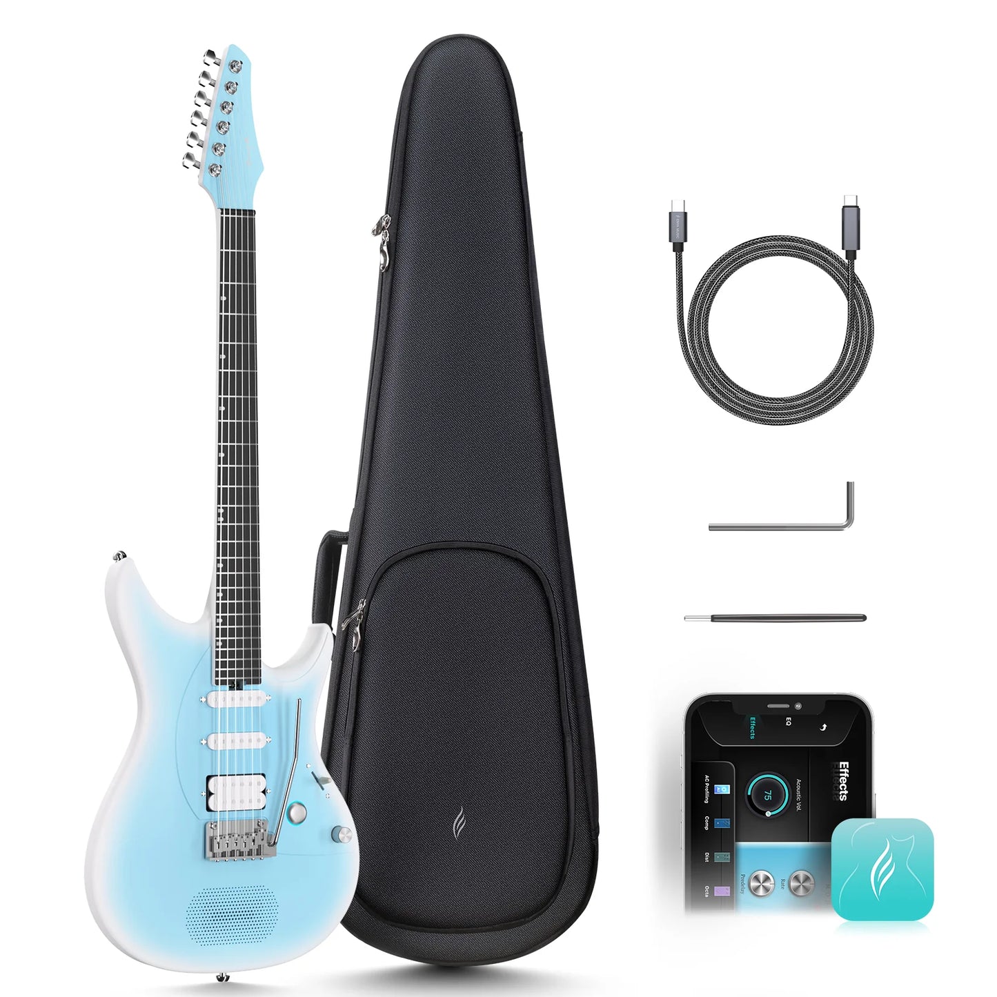 Enya Inspire Electric Smart Guitar in Light Blue