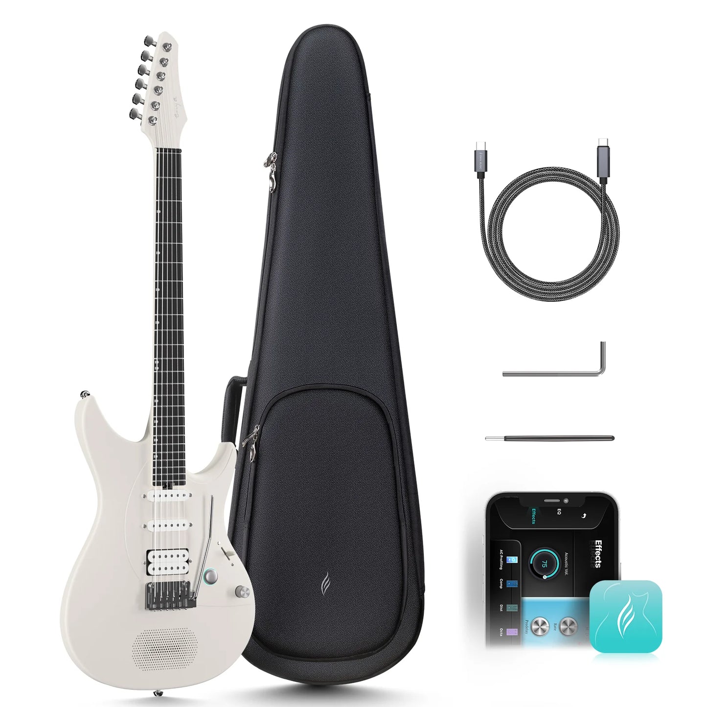 Enya Inspire Electric Smart Guitar in Ivory