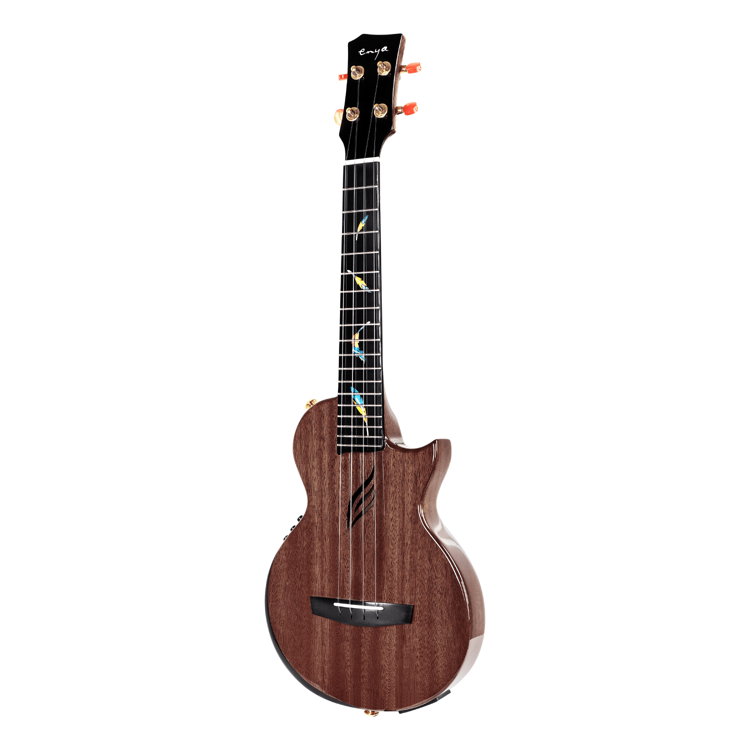 Enya EUT- Feather All Solid Mahogany Tenor Ukulele Black - Enya Music UK